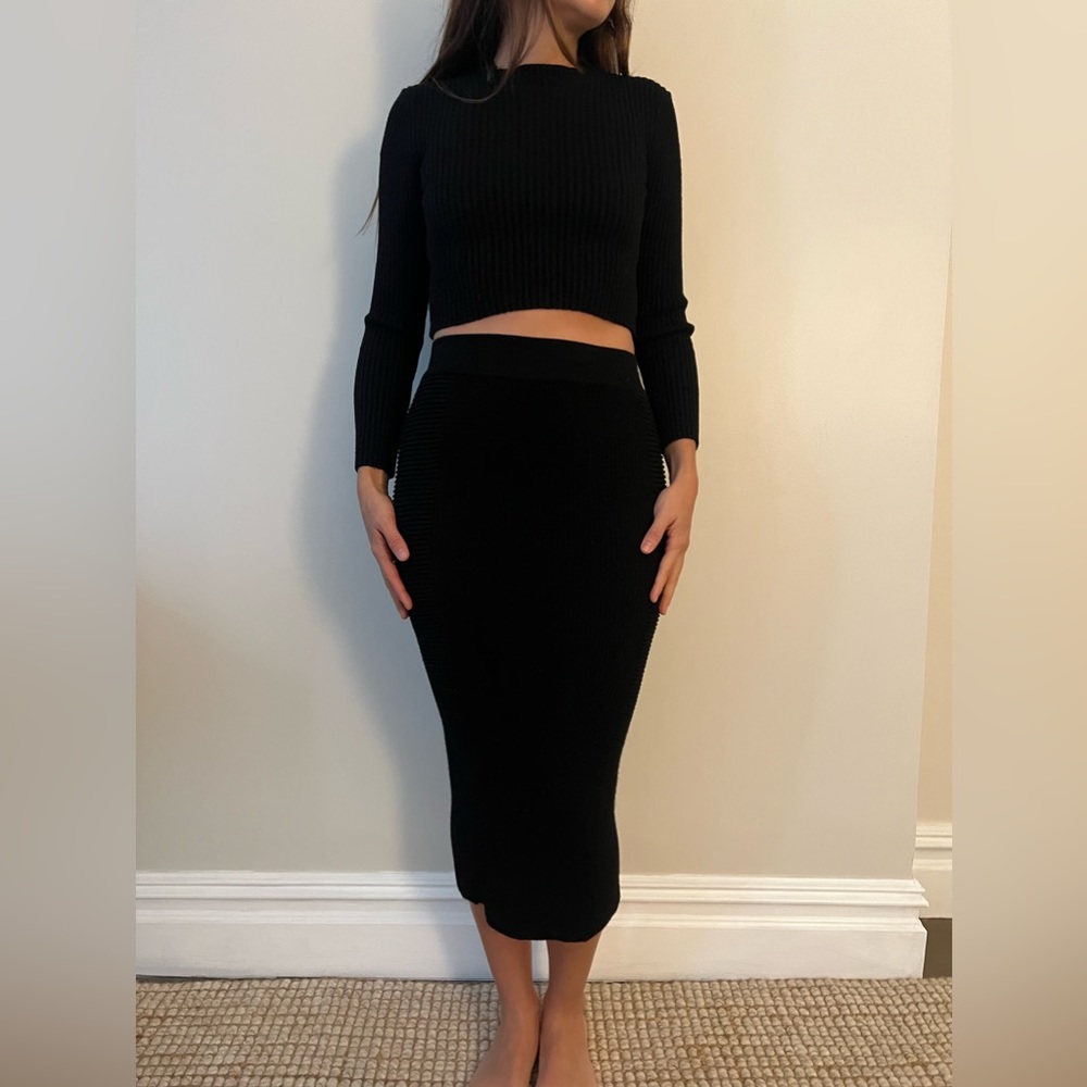 Black top and skirt set
